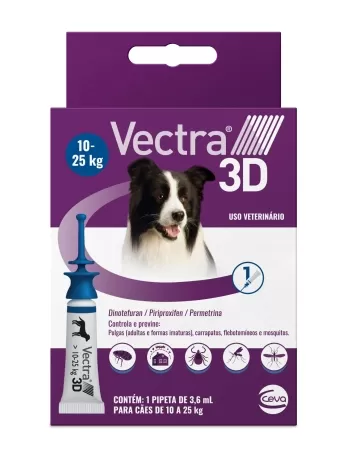 Antipulgas, Carrapatos e Repelente Ceva Vectra 3D para Cães de 10 a 25 Kg 3,6 ml