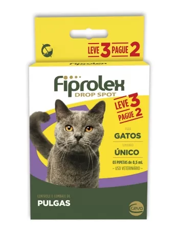 Combo leve 3 pague 2 Antipulgas Ceva Fiprolex para Gatos 0,5 ml