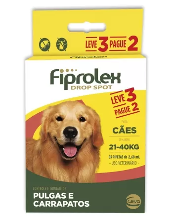 Combo leve 3 pague 2 Antipulgas e Carrapatos Ceva Fiprolex para Cães de 21 a 40 Kg 2,68 ml