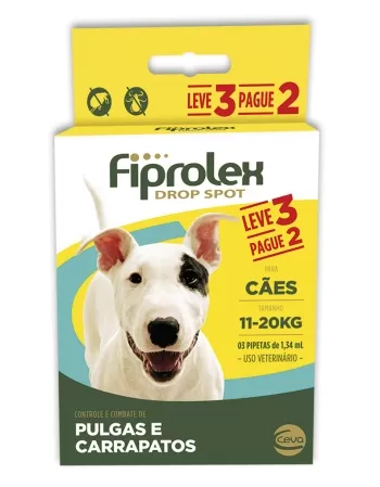 Combo leve 3 pague 2 Antipulgas e Carrapatos Ceva Fiprolex para Cães de 11 a 20 Kg 1,34 ml