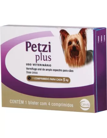 Vermífugo Ceva Petzi Plus para Cães 5 Kg 4 Comprimidos