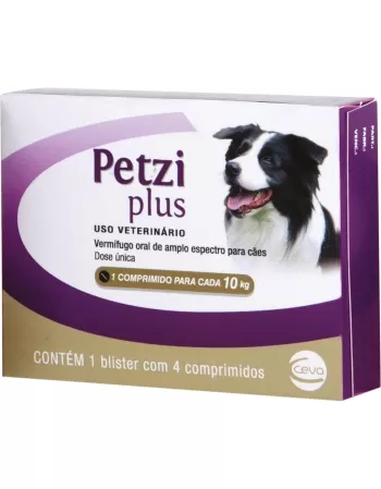 Vermífugo Ceva Petzi Plus para Cães 10 Kg 4 Comprimidos