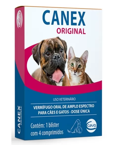 Vermífugo Ceva Canex Original para Cães 5 Kg com 4 Comprimidos