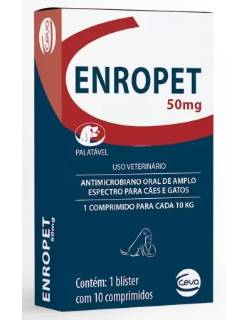 Antibiótico Ceva Enropet 50 mg 10 Comprimidos