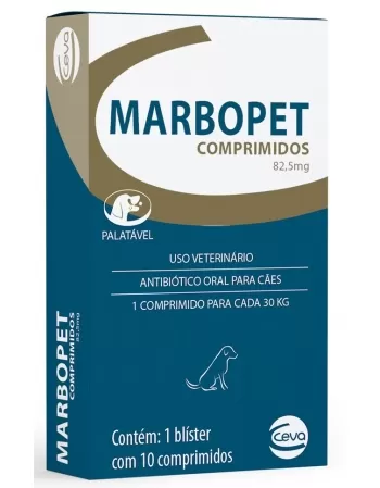 Antibiótico Ceva Marbopet 82,5 mg 30 Kg 10 Comprimidos